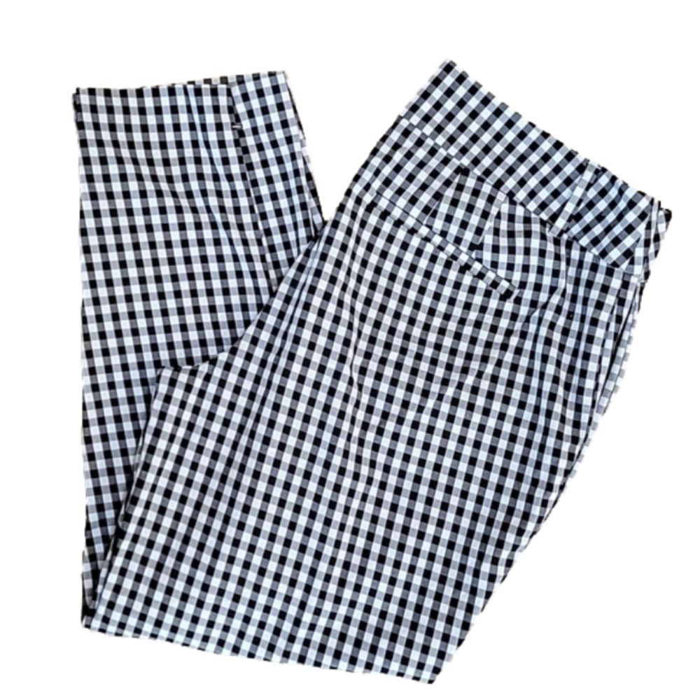 Ann Taylor Factory Black/White Vichy Gingham Checked Ankle Pants Size 8 EUC